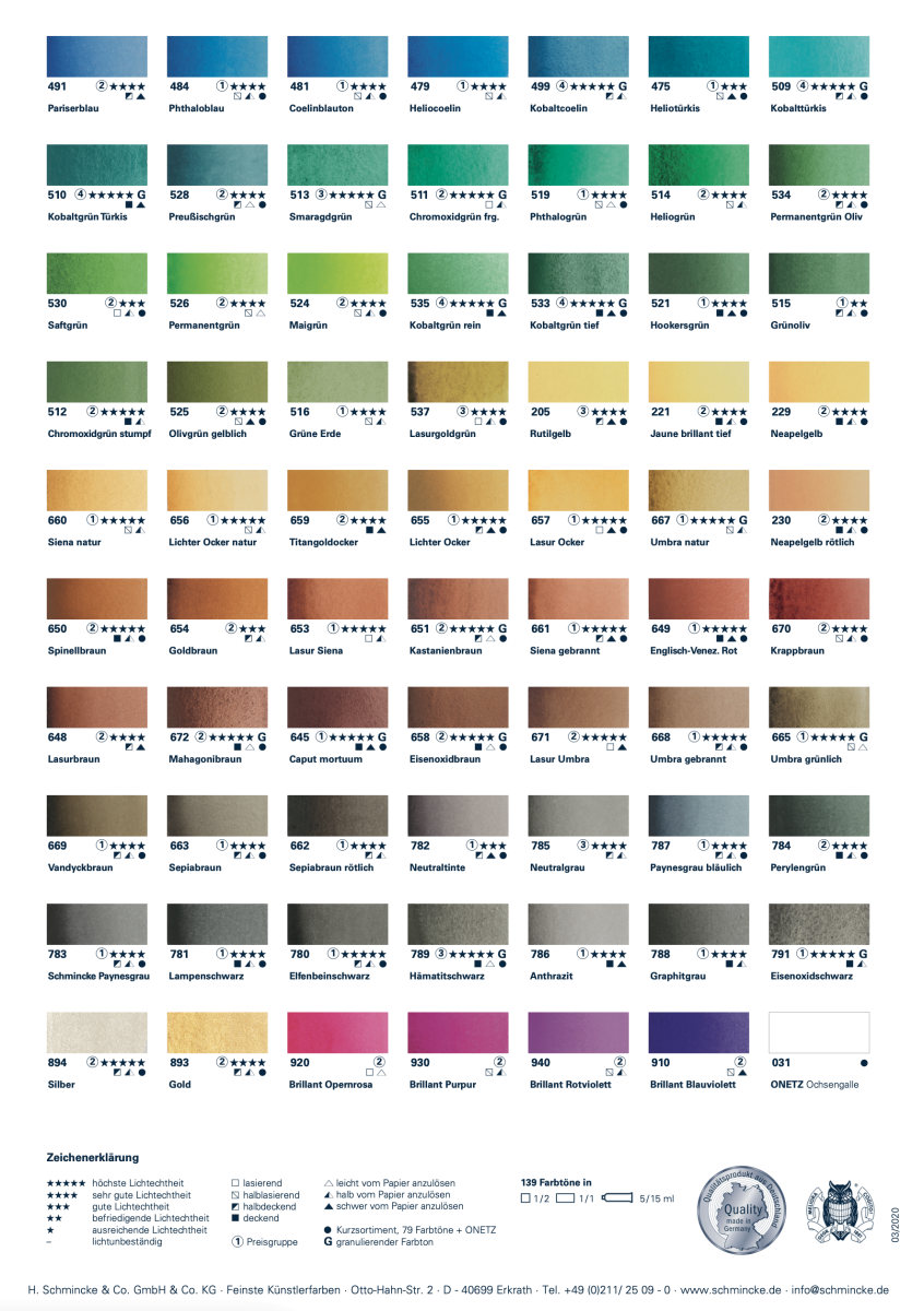 Schmincke HORADAM AQUARELL – Mezza Godet Colore 782 Lampada Neutra – Acquerello Per Artisti Made In Germany