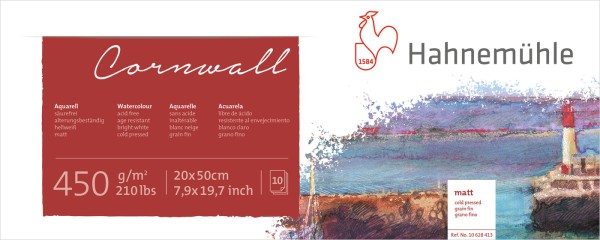 Hahnemühle Cornwall Panorama 20x50cm | Aquarellblock 450 g/m²