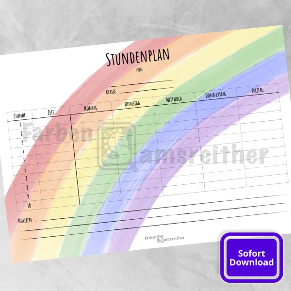 Farben Samsreither Stundenplan Regenbogen | Digitales Produkt