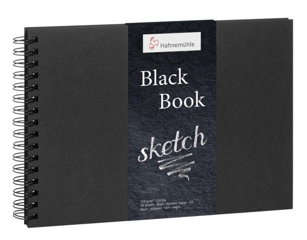 Hahnemühle Black Book A5 Querformat | Skizzenbuch 250 g/m²