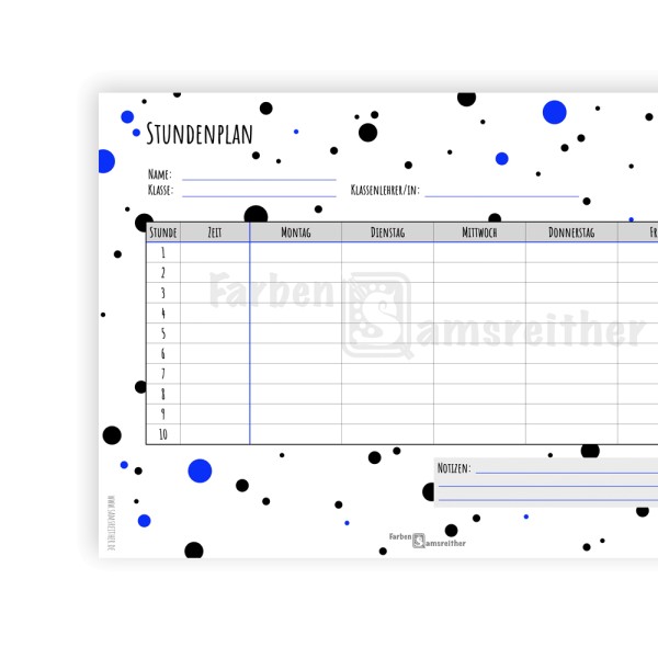 Stundenplan mit lustigen Punkten Blau | Digitales Produkt