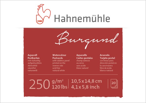 Hahnemühle Burgund Postkarten A6 | Aquarellblock 250 g/m²