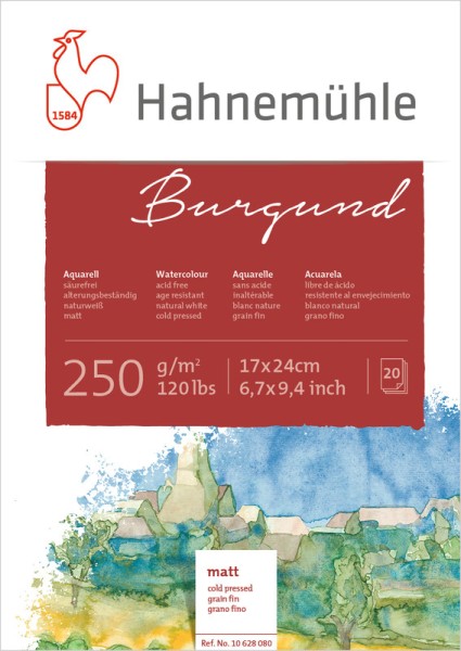 Hahnemühle Burgund 17x24cm | Aquarellblock 250 g/m²