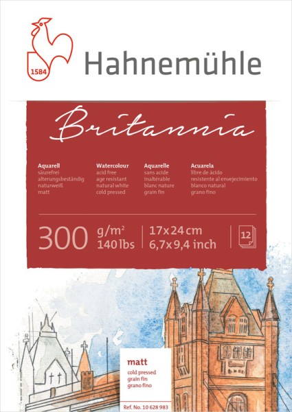 Hahnemühle Britannia matt 17x24cm | Aquarellblock 300 g/m²